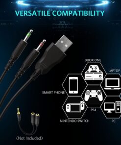 FIODIO Gaming Headset with Surround Sound Stereo for Xbox One PC Switch Tablet, Noise Cancelling Over Ear Headphones with Mic LED Light 15 71BJkkL7SS