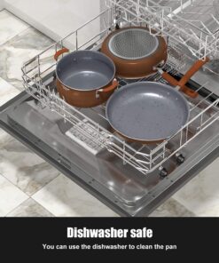 cooper pan Signature 10-Piece Ceramic Nonstick Aluminum Cookware Set, Induction Compatible Pots and Pans Set, Dishwasher Safe Oven Safe PTFE PFOA Free-Copper CR 11 71BJoqtdvL