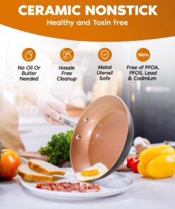 Alternative view of Gotham Steel 9.5 Inch Non Stick Frying Pans, Nonstick Frying Pan for Cooking, Nonstick Pan, Ceramic Frying Pans Nonstick Skillet, Ceramic Pan, Non Stick Pan, Dishwasher Safe, Copper