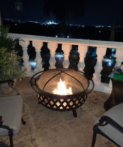 Sunnydaze Bronze Crossweave Wood-Burning Fire Pit - Includes Spark Screen, Fireplace Poker, and Round Cover - 36-Inch 36 in 38 71BKgCQZcL