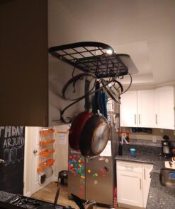 Vdomus Wall Mounted Pot and Pan Rack for Kitchen, Cookware Hanging rack with 10 Hooks Included, Hanging Pan Organizer, Black 24 x 10 Inches 37 71BKvA7J8L