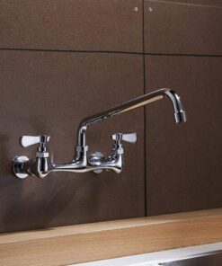Kitchen Faucet Wall Mount Commercial Sink Faucet Kitchen Utility Laundry 8 Inch Swivel Spout 2 Dual Handle Restaurant Chrome Mixer Tap 21 71BL905uj7L