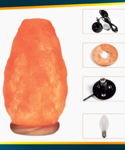 Himalayan Glow HS-1003 Himalayan Hand Carved Crystal Salt Lamp with Wooden Base, 6-7 LBS, Pink 43 71BLxigGCFL