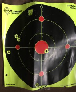 Splatterburst Targets - 12 inch Multi-Bullseye Splatter Target - Easily See Your Shots Burst Bright Fluorescent Yellow Upon Impact - Made in USA 25 Pack 17 71BMO NyQBL