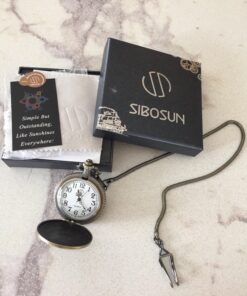 SIBOSUN Pocket Watch Chain Quartz Movement Arabic Numerals Half Hunter Smooth Back Case Bronze Vintage Box 53.Copper 18 71BMvypLaTL
