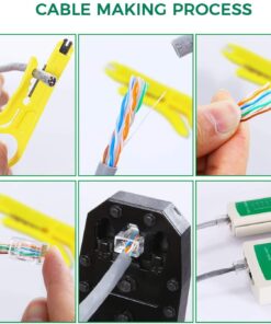 SGILE 9-in-1 Portable Crimping Tool Kit, 8P8C 6P6C 4P4C Connectors, RJ11/RJ12/RJ45 Cat5 Cat5e Network/Phone Cable Tester, Black 22 71BODfYPqRL