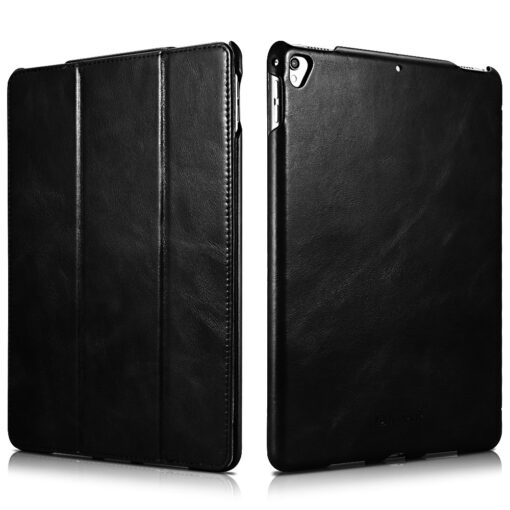 iPad Pro 12.9 Case, Icarercase Genuine Leather Case Folio Flip Smart Cover Auto Wake/Sleep Function [Magnetic Closure] Kickstand for Apple iPad Pro 12.9（2015&2017 Only） Black iPad 12.9 Black