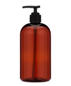 Baire Bottles 16 oz Empty Refillable Plastic Pump Bottles Dispenser 6 Pk PET BPA Free Refillable Containers Shampoo Lotion Oil Soap Waterproof Labels USA (Amber/Brown with Black Pump, Damask Labels) Amber/Brown With Black Pump, Damask Labels 17 71BOnQTvCZL