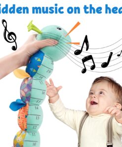LIGHTDESIRE Baby Toys Musical Caterpillar,Infant Toys Stuffed Animal Toys with Ruler Design and Ring Bell,Baby Teething Toys for Tummy Time Newborn Boys Girls 0 3 6 12 Months(Blue) Blue With Teether 8 71BOtvhisFL