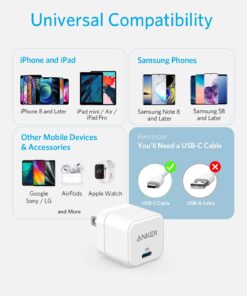 USB C Charger, Anker 2-Pack Fast Charger with Foldable Plug, PowerPort III 20W Cube Charger for iPhone 15/15 Plus/15 Pro/15 Pro Max/14, Galaxy, Pixel 4/3, iPad/iPad Mini, and More(Cable not Included) 2pack White 29 71BQxwBDYSS