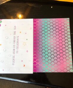 WERNNSAI Mermaid Party Invitations - 20 Set Magical Glitter Fill in Mermaid Invitations with Envelopes for Kids Girls Birthday Baby Shower Wedding Pool Mermaid Themed Party Supplies Mermaid-A 49 71BRBl3YxCL