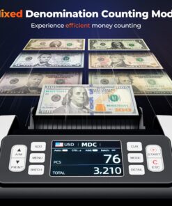 MUNBYN IMC09 Mixed Denomination Money Counter Machine, Value Counting, UV/MG/IR/MT Bill Counter, 3.5" TFT Display Money Counting Machine, USD, EUR, GBP, MXN Cash Counter for Business, 2 Years Warranty 15 71BRfIQmlSL