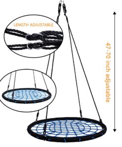HYCLAT Saucer Tree Swing - 40”Spider Web Tree Swing Net Swing Platform Rope Round Swing 70" Detachable Nylon Rope Swivel, Max 600 Lbs Capacity, Extra Safe and Durable for Kids 16 71BRx58yonL