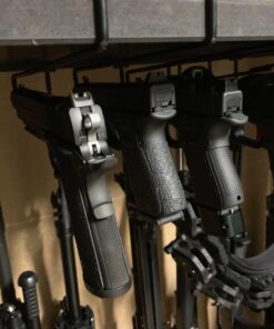 Safety Storage Easy Use Gun Hanger - Made in USA - Original Handmade Pistol Hangers for Gun Safe Organization - for Handguns Over .22 Caliber 6 Pack 32 71BS0fp8G5L