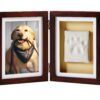 Pearhead Dog or Cat Pawprint Tabletop Photo Frame With Clay Paw Print Imprint Kit, Keepsake for Pet Lovers, 4" x 6" Photo Insert, Espresso