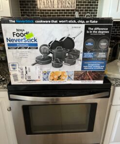 Ninja C39600 Foodi NeverStick Premium Hard-Anodized 13-Piece Cookware Set, Guaranteed to Never Stick, Nonstick, Durable, Oven Safe to 500°F, Grey 74 71BStVkFHvL