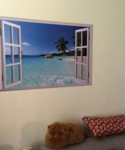 Large Removable Beach Sea 3D Window Decal Wall Sticker Home Decor Exotic Beach View Art Wallpaper Mural 19 71BUj4yC5ML