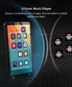 innioasis 80GB MP3 Player with Bluetooth and WiFi, MP3 Spotify Player with Pandora,Amazon Music,Audible, 4" Touch Screen Android Streaming MP3 MP4 Player for Kids (Black) Black 32 71BUqU4jg8L