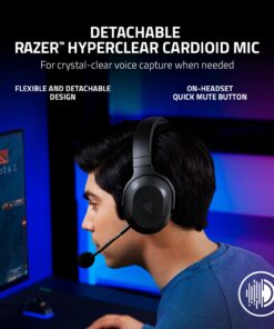 Razer Barracuda X Wireless Gaming & Mobile Headset (PC, Playstation, Switch, Android, iOS): 2.4GHz Wireless + Bluetooth - Lightweight - 40mm Drivers - Detachable Mic - 50 Hr Battery - Black Classic Black 14 71BWL8sttGL
