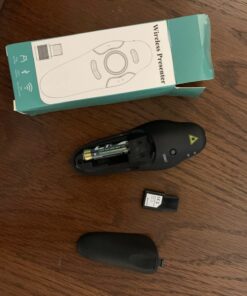 Wireless Presentation Clicker for PowerPoint Presentations, USB Dongle Presenter Remote with Laser Pointer Slide Clickers for Mac/Windows/Linux, Computer/Laptop, Google Slide/PPT/Keynote Battery 19 71BX B16GeL
