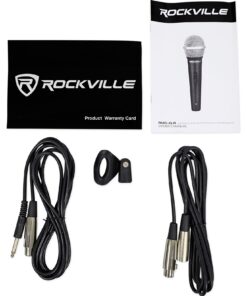 Rockville High-End Metal DJ Handheld Wired Microphone Mic w (2) Cables (RMC-XLR), Black Single 18 71BX5KtyvBL