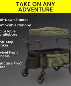 Jeep Deluxe Wrangler Stroller Wagon with Cooler Bag and Parent Organizer by Delta Children, Black/Green 33 71BXGa4MkoL