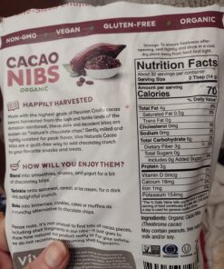 Viva Naturals Organic Cacao Nibs, 1 Lb - Certified Keto and Vegan Superfood, Perfect for Gluten Free Baking, Cacao Nib Smoothies and Healthy Snacks, Premium Criollo Beans, Non-GMO 1 Pound (Pack of 1) 33 71BYmZdHHqL