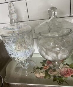 Home Essentials & Beyond Apothecary Jars with Lids Set of 3 Candy Jars for Candy Buffet, Glass décor, Laundry Room, Potpourri, and Bathroom 24 71BYzrRnqrL