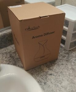 OliveTech Aroma Essential Oil Diffuser, 400ml Ultrasonic Cool Mist Humidifier with Waterless Auto Shut-Off and Cleaning Kit for Home, Yoga, Office, Spa, Bedroom, Baby Room - Wood Grain A-dark Wood 82 71BZBGlr9nL