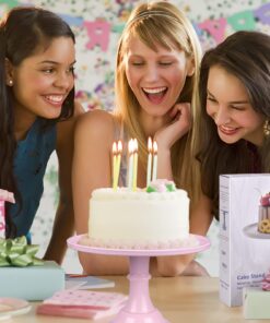 KLASKWARE Round Cake Stand 11" Melamine Cake Display Stand Dessert Cupcake Display Tray for Graduation,Wedding,Birthday,Party,Baby Shower,Anniversary,Ceremony,Christmas Pink 18 71BaNBb7xNL