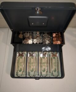 MMF Industries STEELMASTER Tiered Tray Cash Box | 11.81” W x 3.18” H x 9.43” D | 10 Compartments | Tiered Tray Design | Recessed Handle | Secure Cam Lock | Steel Construction 11.8"L x 9.5"W x 3.2"H 22 71BaNHjGP5L