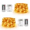 YIHONG 2 Pack Christmas Fairy Lights Battery Operated with Remote Control, 16ft 8 Modes String Lights 50Leds Twinkle Firefly Lights for Patio Garden Party Decoration- Warm White 48 71BaU Z7MIL