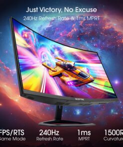 Sceptre 27-inch Curved Gaming Monitor up to 240Hz DisplayPort HDMI 1ms 99% sRGB Build-in Speakers, R1500 Machine Black 2023 (C275B-FWT240) 27" Curved 240Hz 17 71Bbla eenL