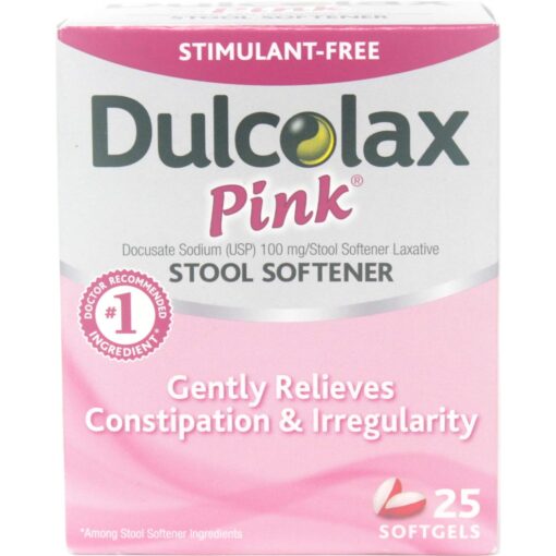 Dulcolax Pink Stool Softener Softgels 25 ea (Pack of 12)