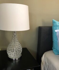 Possini Euro Design Kasey Modern Table Lamp 27" Tall Clear Acrylic Beaded Chrome Silver White Tapered Drum Shade for Bedroom Living Room House Home Bedside Nightstand Office Entryway Kids Family Acrylic Gourd Single 24 71Beljm9lNL