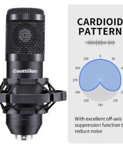 Alternative view of Caattiilaa USB Microphone - PC Streaming Podcast Microphone, Recording Microphone, Gaming Microphone, 192KHZ/24Bit Electrical Condenser Mic, USB Mic Kit with Sound Chipset Boom Arm Set Black Microphone