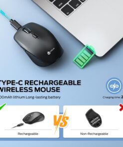 iClever Wireless Bluetooth Mouse, Dual Mode(Bluetooth+USB), Rechargeable Mouse, Multi-Devices Mouse for Small Sized Hands with 4 Adjustable DPI, Silent Clicks for Laptop, iPad, MacBook, Tablet, PC 11 71BfEo6b4AL