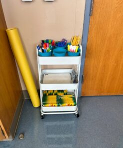 SimpleHouseware Heavy Duty 3-Tier Metal Utility Rolling Cart, White 30 71BfLwldQQL