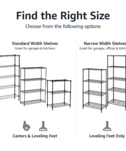 Amazon Basics 5-Shelf Adjustable, Heavy Duty Storage Shelving Unit (350 lbs loading capacity per shelf), Steel Organizer Wire Rack, Black, 36" L x 14" W x 72" H No Wheels 31 71BgnPY4IL