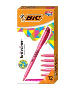 BIC Brite Liner Highlighter, Chisel Tip For Broad Highlighting & Fine Underlining, Pink, 12-Count 9 71BhA hZmEL