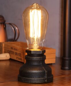 Kiven Steampunk Table Lamp UL Certification Button Switch Cord Vintage Style Desk Light E26 Iron Base Modern Antique Table Light Bulbs Not Included 20 71BhF5F8KAL