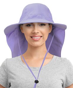 Alternative view of Solaris Floral Scarf Wide Brim Women's Sun Hat, with Neck Flap Foldable UV Protection Cap for Garden Beach Hiking One Size Purple