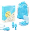 ANBOW Soft Ear Plugs for Sleeping Noise Cancelling. Ear Plugs for Swimming, Concerts, Travel, Work, Snoring & Concentration. Reusable Silicone Earplugs with Adjustable Size. 3 Pairs + Travel Pouch Light Blue 24 71Biheh0J9L