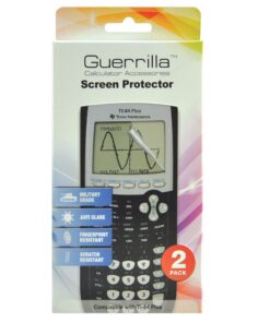 Guerrilla TI84SP Military Grade Screen Protector 2- Pack For Texas Instruments TI 84 Plus Graphing Calculator