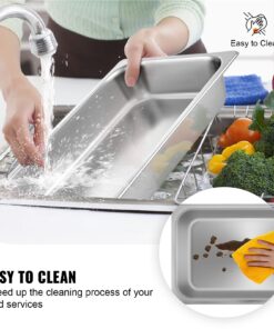 Mophorn 4 Pack Hotel Pan 3.7" Deep Steam Table Pan Full Size with Lid 20.8" L x 13" W, 22 Gauge Stainless Steel Anti Jam Table Pan 4" Deep 13 71BjGdgcKPL