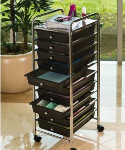 Seville Classics Rolling Utility Organizer Storage Cart, for Home Office, School, Classroom, Scrapbook, Hobby, Craft, 10 Drawer, Black 33 71BjHbyM4kL