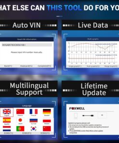 FOXWELL NT614 Elite Car Scanner, 2023 Engine Airbag Transmission ABS Scan Tool with 5 Services ABS Bleeding, SAS Calibration, EPB Throttle Oil Light Reset Tool, Live Data OBD2 Scanner Diagnostic Tool 22 71BjPn HmfL