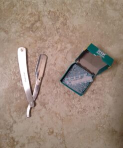 Utopia Care Professional Barber Straight Edge Razor Safety with 100-Pack Derby Blades - 100 Percent Stainless Steel (Silver) Silver 36 71BkaOrjutL