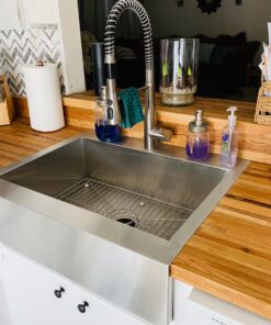 KOHLER Vault 30" Single Bowl 18-Gauge Stainless Steel Farmhouse Apron Front Kitchen Sink with Single Faucet Hole Top Mount Installation K-3935-1-NA 37 71BkgFVOmLL