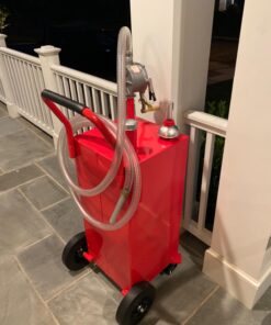 Arksen 35 Gallon Portable Gas Caddy Fuel Storage Tank Large Gasoline Diesel Can Hand Siphon Pump Rolling Flat-Free Solid Rubber Wheels Boat ATV Car Motorcycle Red 28 71BlLlzKOkL